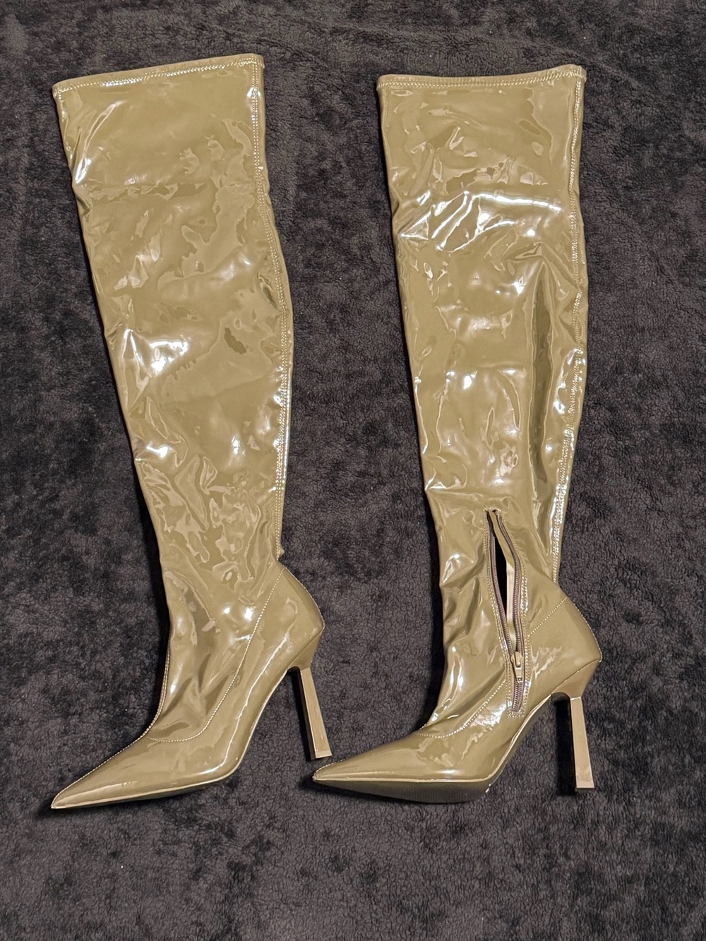 ALDO Olive Patent Over-the-Knee Stiletto Boots